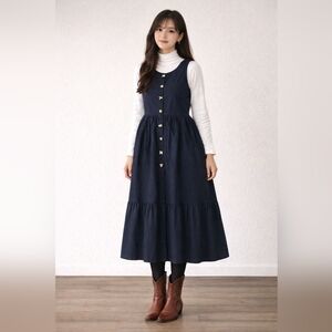 Vth Hearts Desire Denim Maxi Dress A-Line Prairie Western Lagenlook L